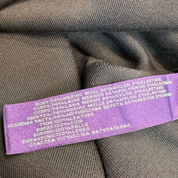 Ralph Lauren Collection Fall 12 Black Merino Wool Leather Trim Knit Sheath Dress - Picture 8 of 16